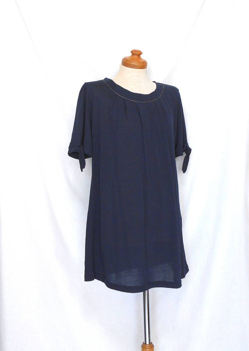 ( unused new goods free shipping!) fantasista fan taji start navy cotton tunic ( tag attaching navy blue rhinestone ... easy )