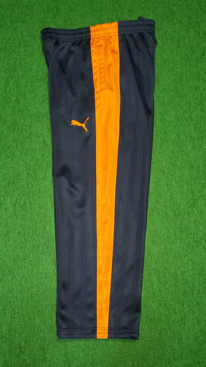  Puma / PUMA stripe jersey top and bottom navy blue x orange / on SS under S woman possible es Pal s( woman also )