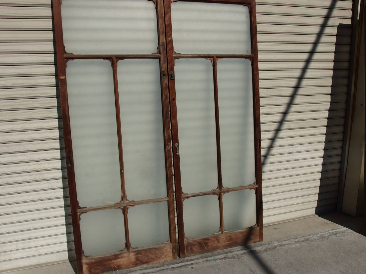 ヤフオク H 木製引き戸 ガラス戸 建具 玄関戸