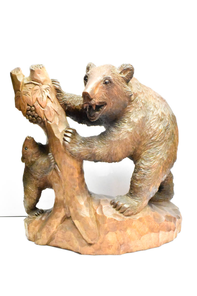 熊 木彫り 置物 アイヌ 北海道 民芸品 在銘