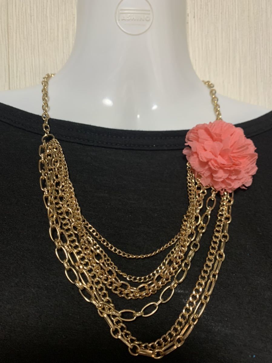 Paypayフリマ H M 新品 ピンクフラワーゴールド7連ネックレス Paypayフリマ H M 新品 ピンクフラワーゴールド7連ネックレス