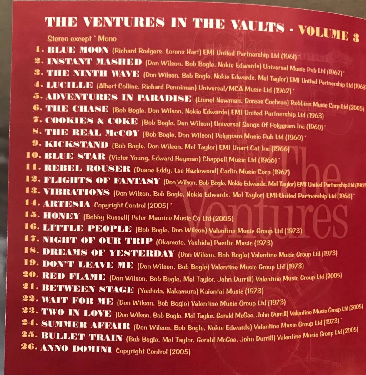 1551 / THE VENTURES / in the vaults / Vol.3 / все 26 искривление / венчурный z/ Британия Ace Records / ценный источник звука / прекрасный товар /