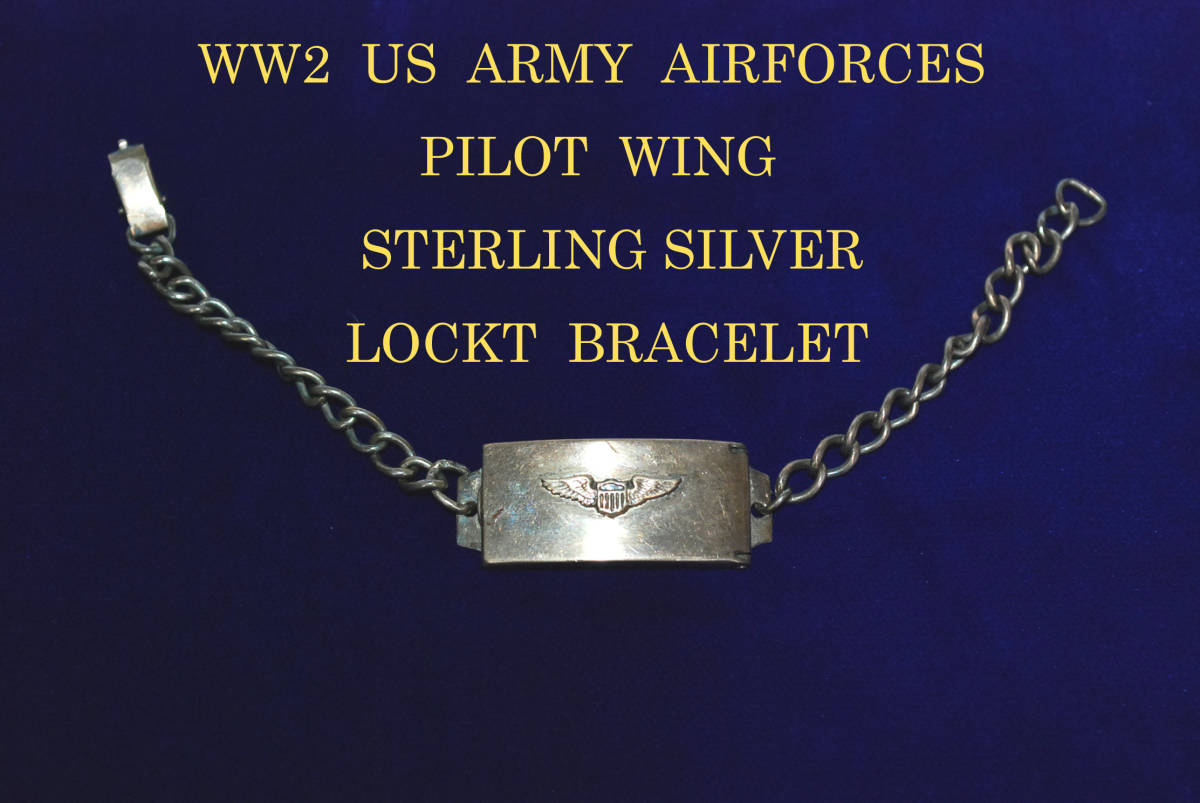 ☆ビンテージWW2 実物 40年代 U.S.ARMY AIR FORCES PILOT STERLING SILVER LOCKET BRACELET☆_画像1