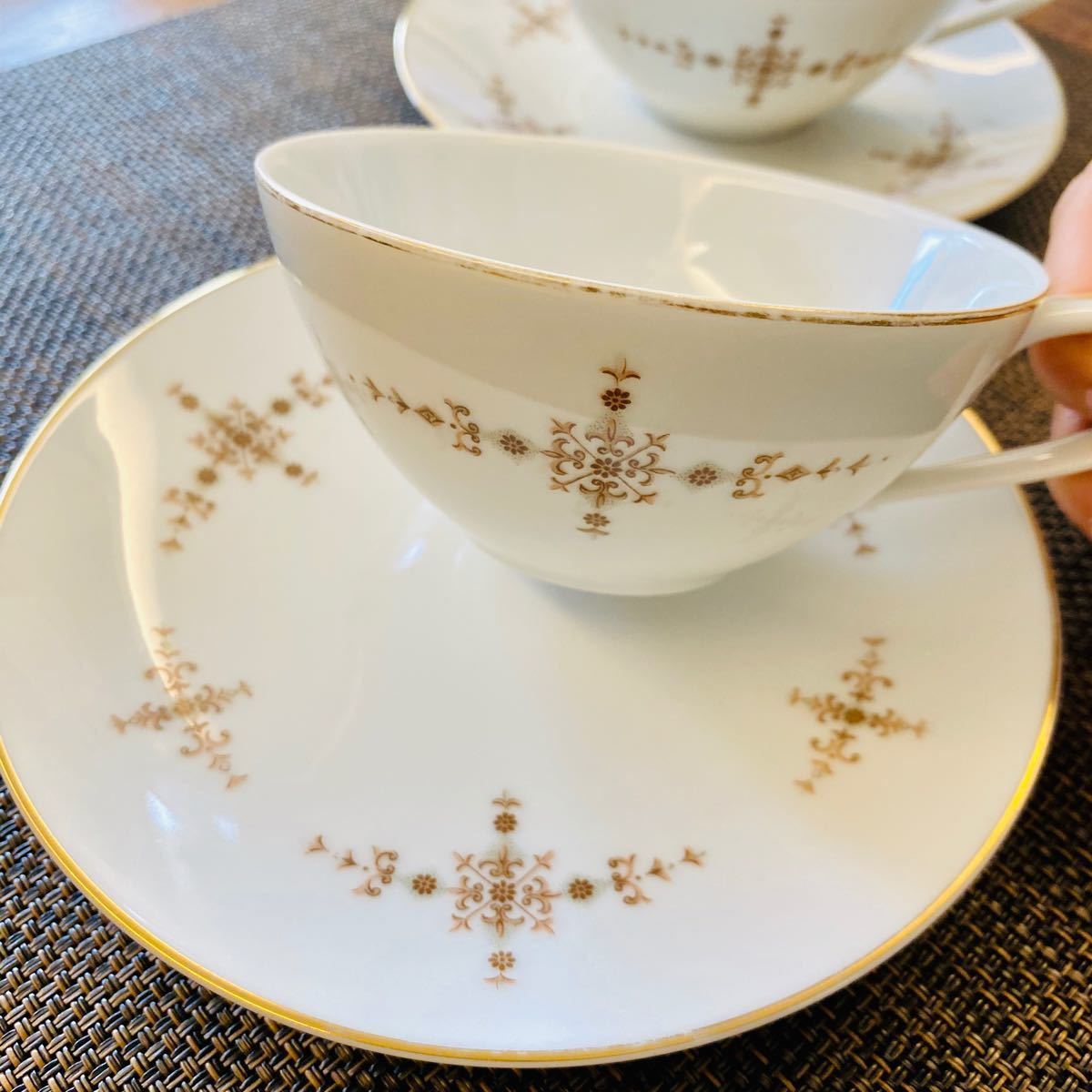 オールドノリタケ ティーカップ&ソーサー 2セット 日本陶器 月桂樹 N印