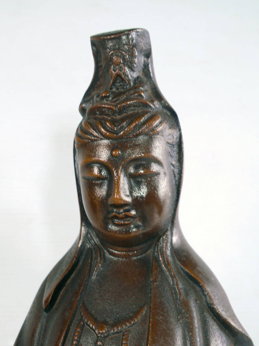 仏教美術 ◆ 慈母観音 菩薩像 印有り 全長62cm 金属製 仏像 ◆ 管20241_画像2