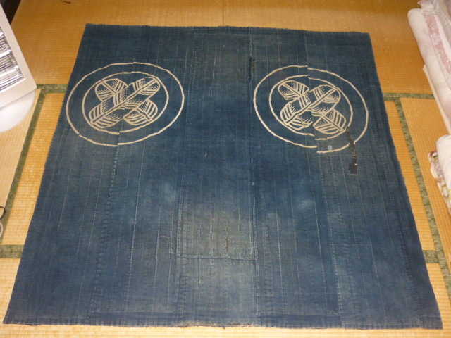 ■美品 古布は明治～大正時代！信州 藍染 ぼろばた 刺子 古布 1.4×1.3ｍ 絨毯・敷物