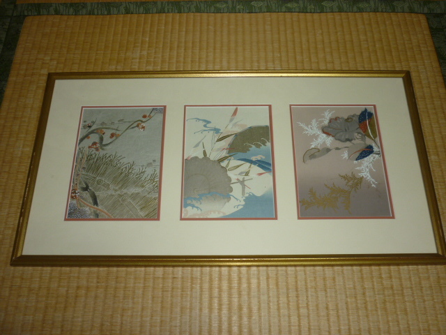 ■希少 美品 1925年頃(昭和初期)!京友禅 人間国宝 上野為二 手描き友禅職人(下村安治 他)上野研究会 京都 芸艸堂 木版画3枚