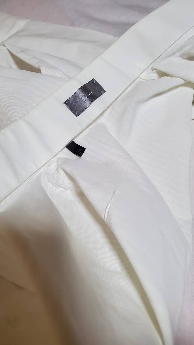  regular good rare Dior Homme Dior Homme stand-up collar thin dress shirt white shadow stripe most small 36P XXS men's Eddie period 7H.. collar 