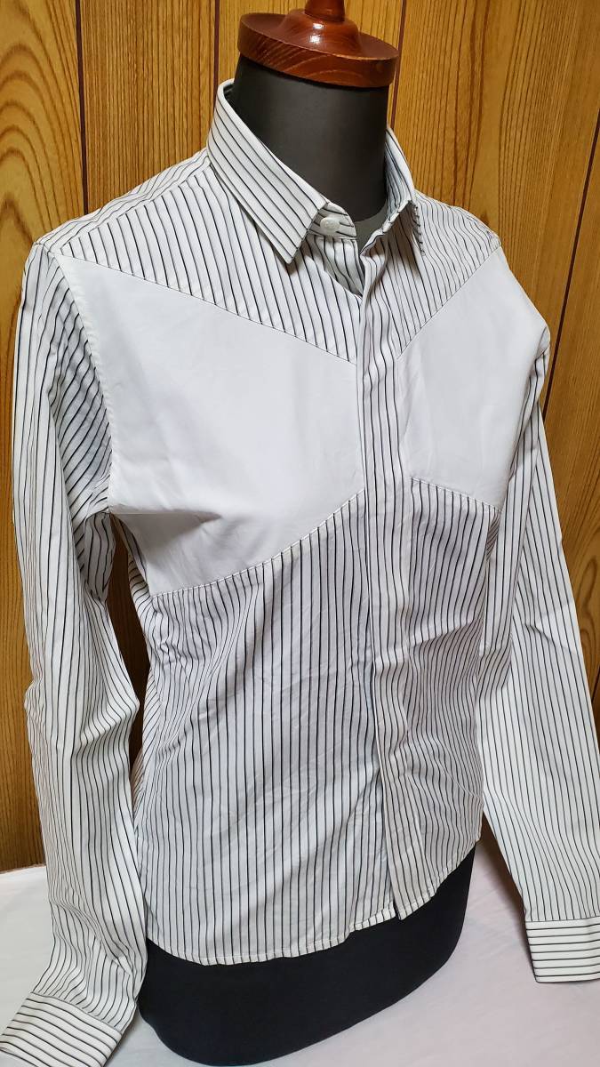  regular good rare Dior Homme Dior Homme ratio wing thin dress shirt white panel pattern black series stripe × ratio wing most small 36P XXS men's Eddie period 3H