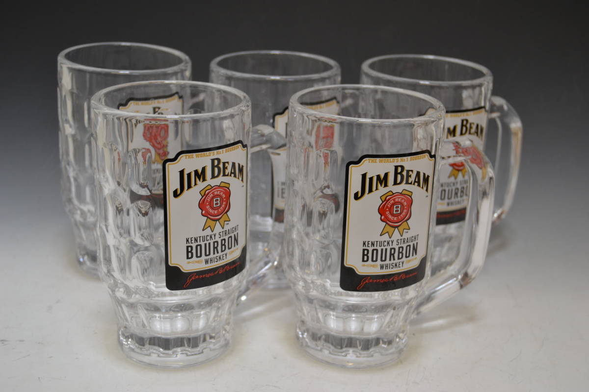 ■大阪 堺市 引き取り歓迎！■美品■JIM BEAM ジョッキ グラス ５個セット H13.5cm 380ml 非売品 送料1200円■_画像1