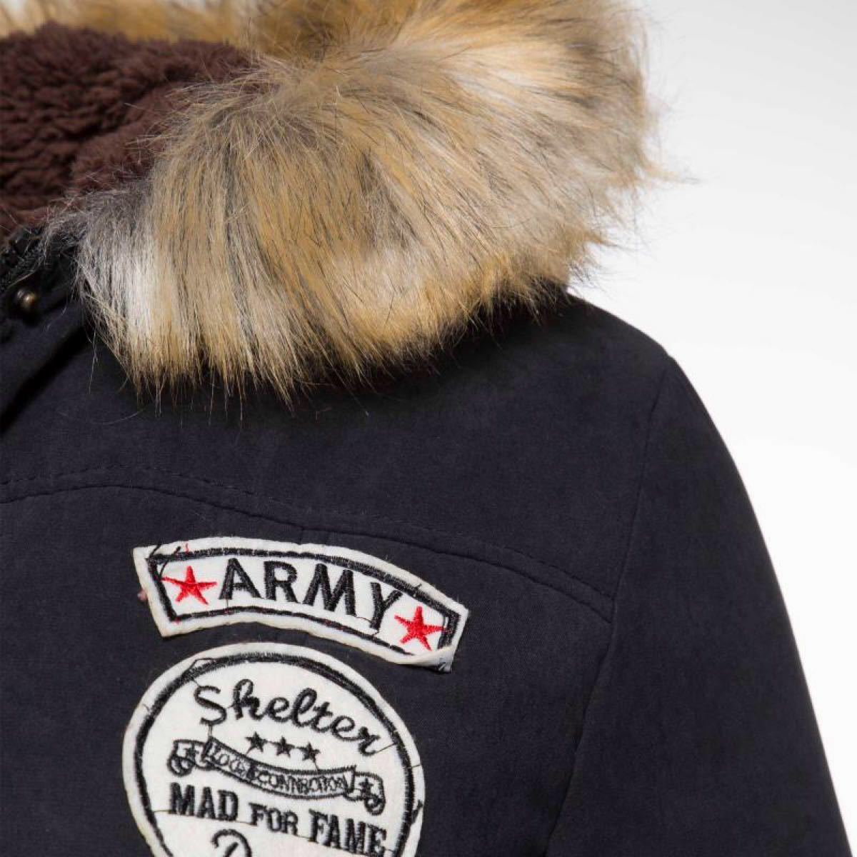 フード付きコットンレディースアウターコートゆったり ブラック　S M XL サイズ　軽量　防寒　中綿コート　冬　中綿ジャケット
