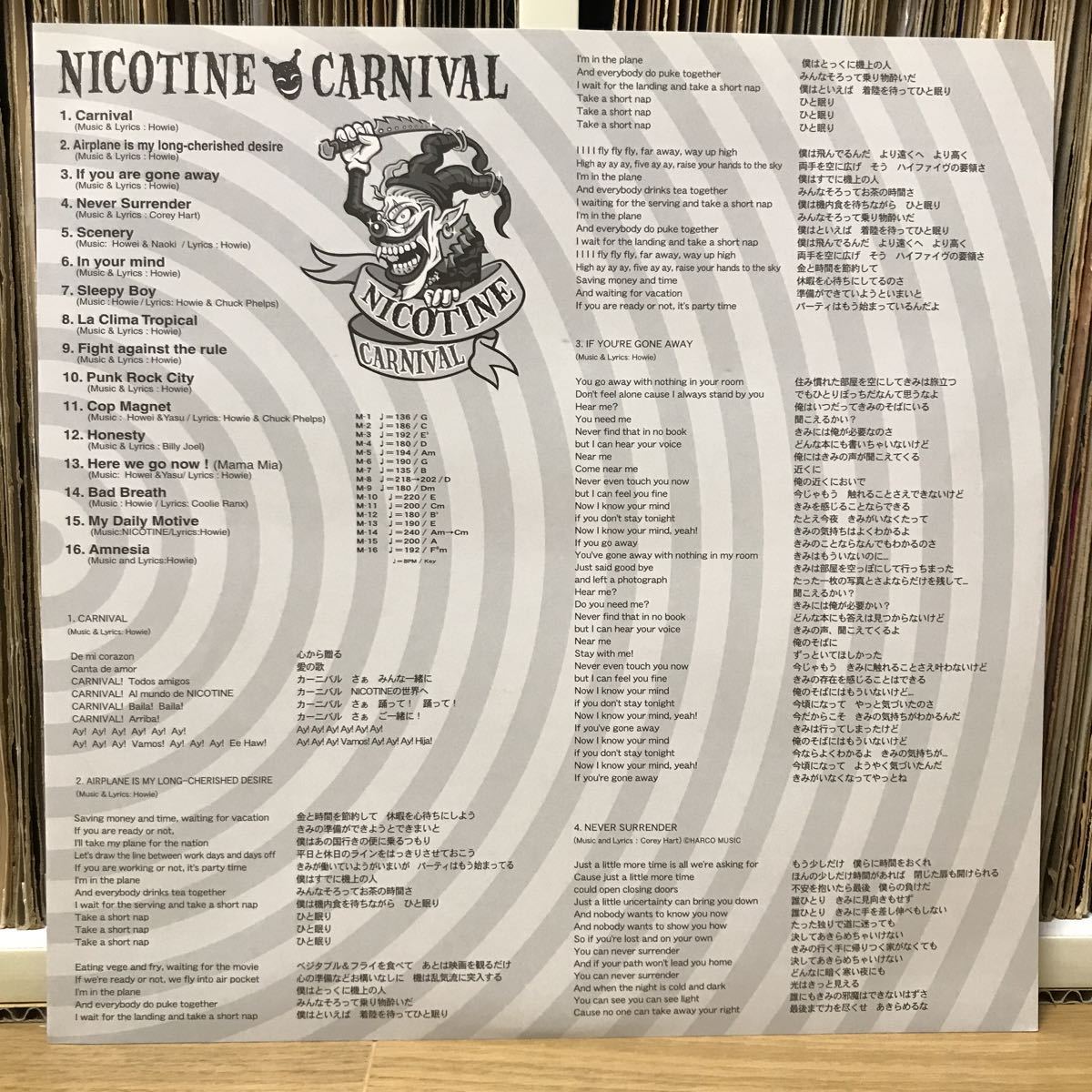 NICOTINE / CARNIVAL LPレコード アナログ限定ボーナストラック2曲(CD未収録)_画像3
