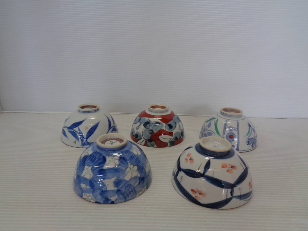 ★有田焼　西峰　茶碗　碗揃　陶器　絵変り　5客　木箱★_画像7