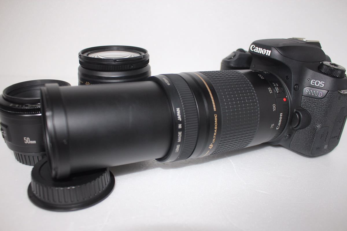 キャノン Canon デジタル一眼レフカメラ EOS 9000D ボディ 2420万画素 DIGIC7搭載 Canon EF 50mm F1.8 II EF 28-80mm EF 75-300mm_画像2