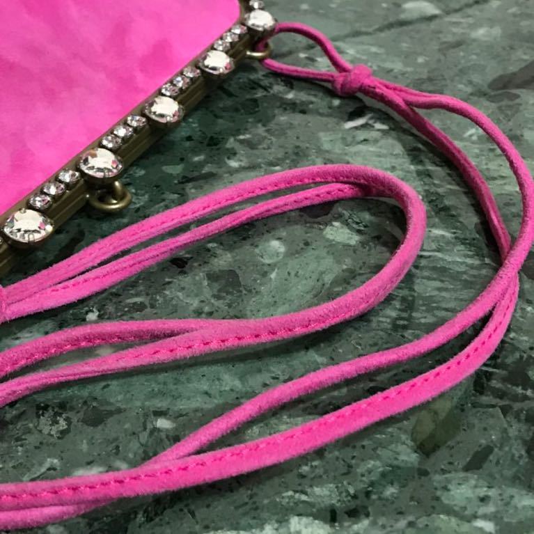 希少 miumiu がま口 パーティーバッグ ショルダーバッグ ビジュー ストーン付き スエードレザー ヴィンテージバッグ ピンク ミュウミュウ_画像7