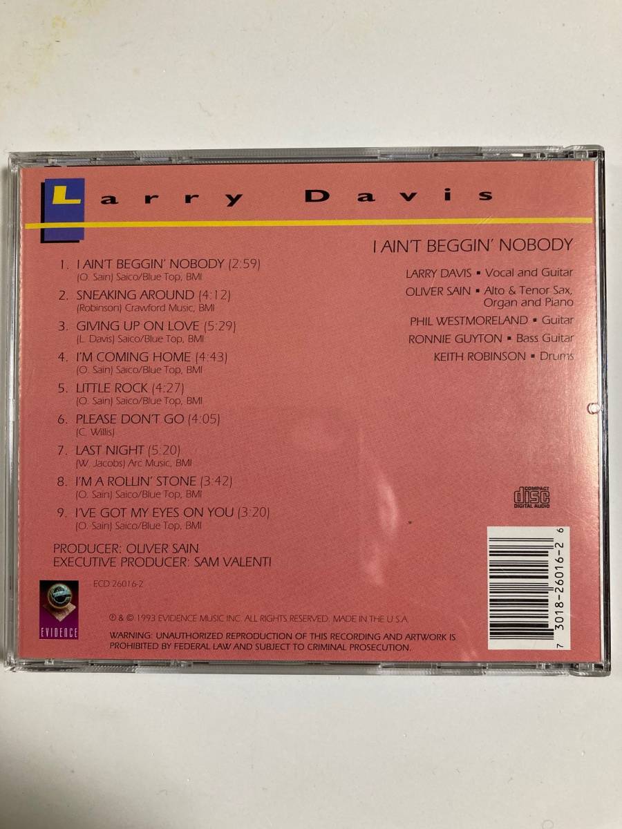 【ブルース】ラリー・デイビス(Larry Davis)「アイ・エイント・ベギン・ノーボディ」(レア)中古CD、USオリジナル再盤、BL-154_画像2