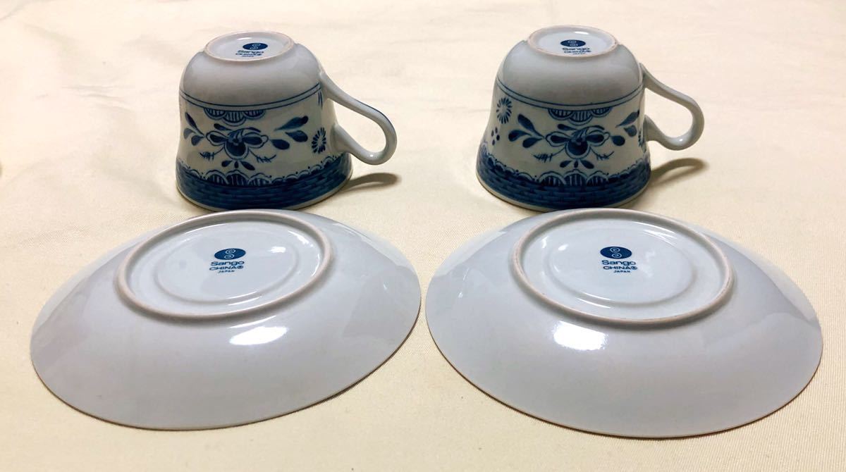 三郷陶器　Sango　China　青い花柄　カップ＆ソーサー　ペア_画像4