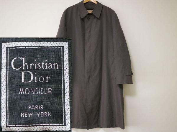 良品 クリスチャン ディオール Christian Dior ステンカラー バルマカーン コート グレー USA 40R L 正規品 着脱可能ライナー ビジネス