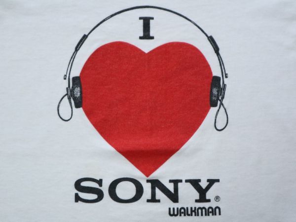 希少 デッドストック USA製 80's I LOVE SONY WALKMAN ビンテージ Tシャツ ウォークマン ソニー Small S 販促 ノベルティ 非売品 企業 *ps2_画像5