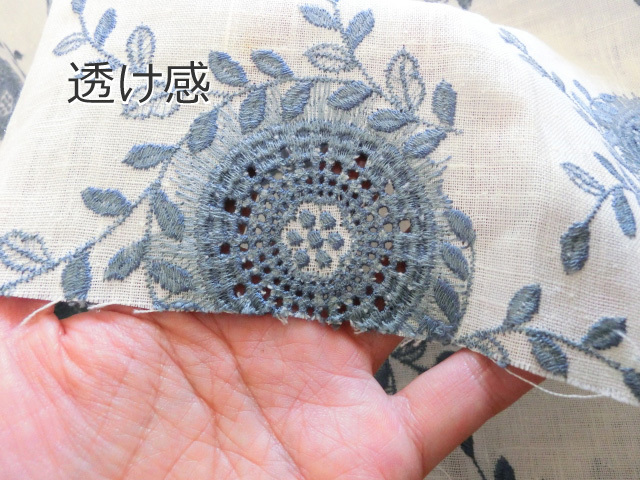 カット刺繍生地 生成り 麻? 洋裁生地　エンブロイダリーレース_画像10