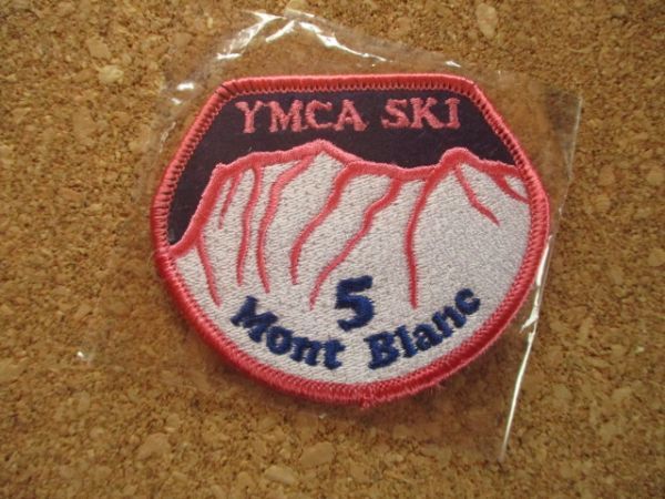 YMCA SKI 5『Mont Blanc』モンブラン刺繍ワッペン パッチ/キリスト教青年会ビンテージ山脈アウトドア登山スキー山登りヨーロッパ アルプスA_画像1