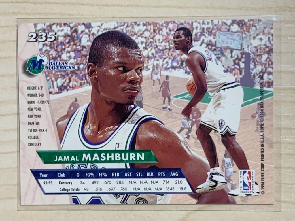 NBA Trading Card Jamal Mashburn RC Rookie Card Fleer Ultra 93-94 90年代 Dallas Mavericks ジャマール マッシュバーン_画像2