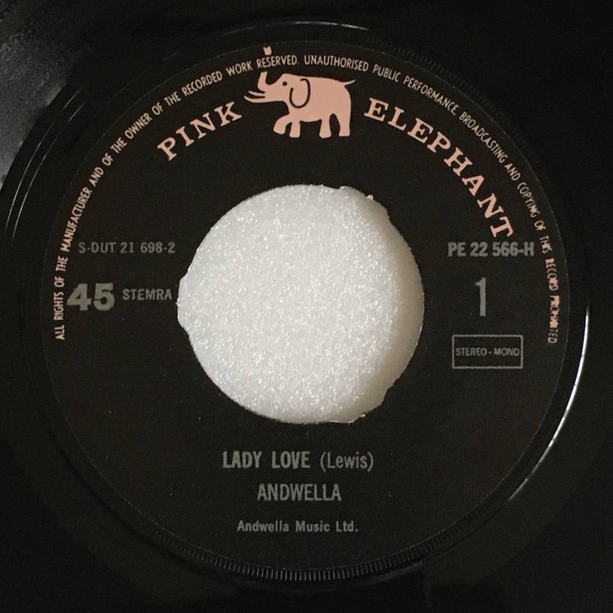 ANDWELLA「LADY LOVE」NETHERLANDS ORIGINAL PINK ELEPHANT PE 22.566 H '71 7INCH SINGLE NETHERLANDS ONLY RELEASE with PICTURE SLEEVE_画像5