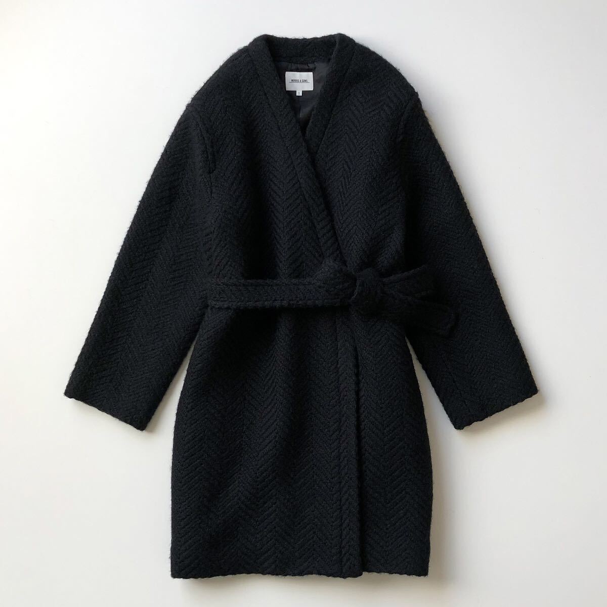 MORRIS & SONS ガウンコート ノーカラー ウール アルパカ混 MORRIS & SONS ガウンコート ノーカラー ウール アルパカ混