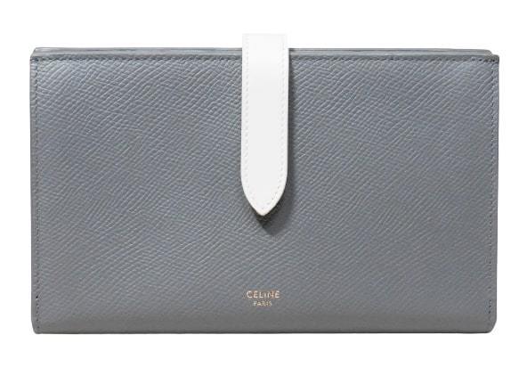 新品】CELINE ラージ ストラップウォレット グレー / ホワイト-
