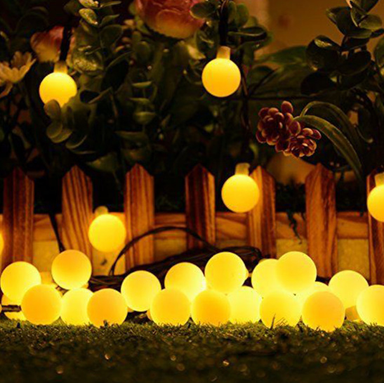 x244　LED ストリングライト ウォームホワイト (10ｍ 50LED) 防水ソーラー ガーデンライト クリスマス等 装飾 屋外ライト_画像2