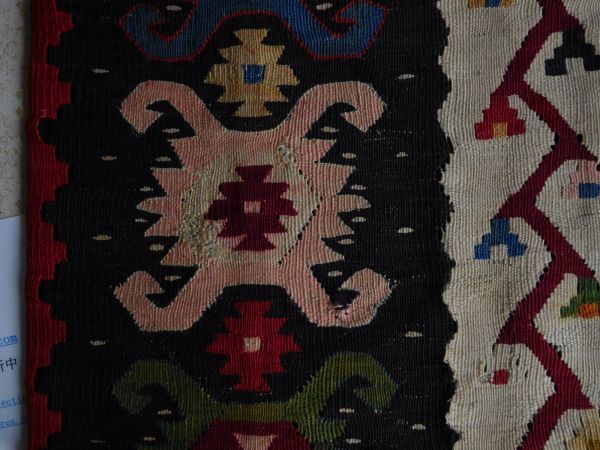 オールドキリムold kilim cushion cover クッションカバー⑤no.34 ウールwool 大体40cm位x40cm位 手織紡ぎ　handmade ハンドメイド_画像2