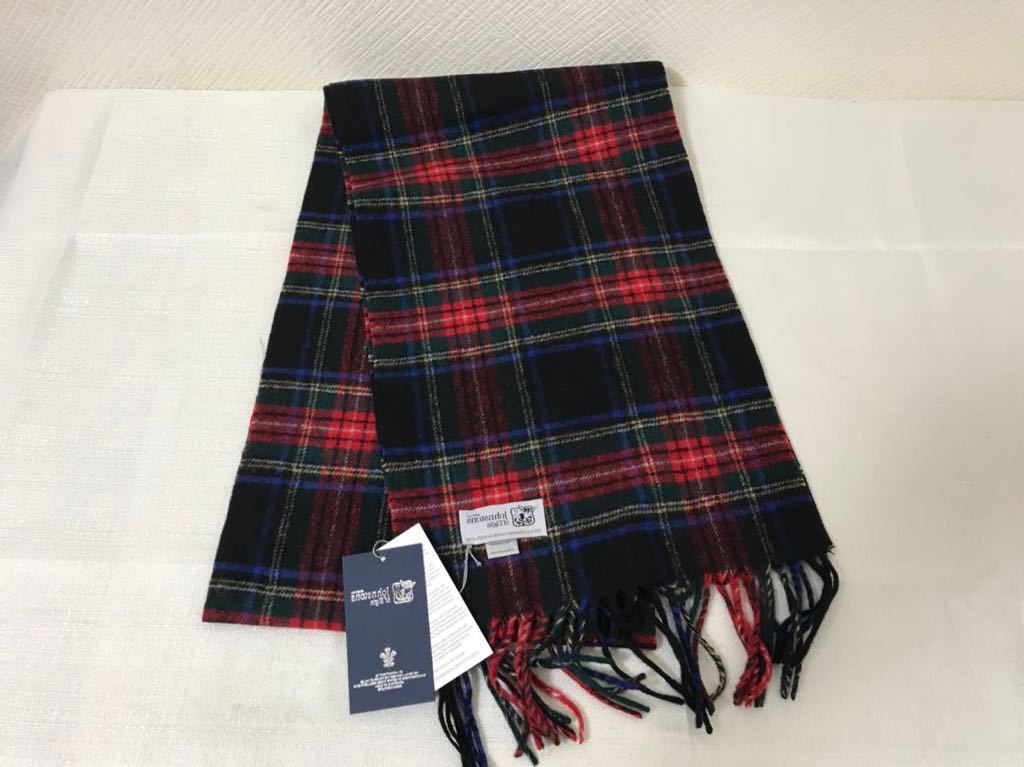 新品未使用ジョンストンズJOHNSTONSチェック柄カシミアマフラー