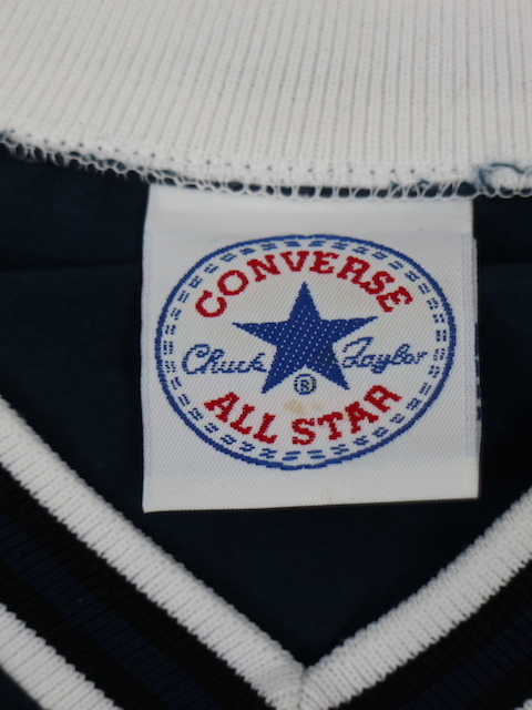 90'S USA製 CONVERSE コンバース Vネック ナイロン プルオーバー ジャケット(XL)ネイビー_画像6