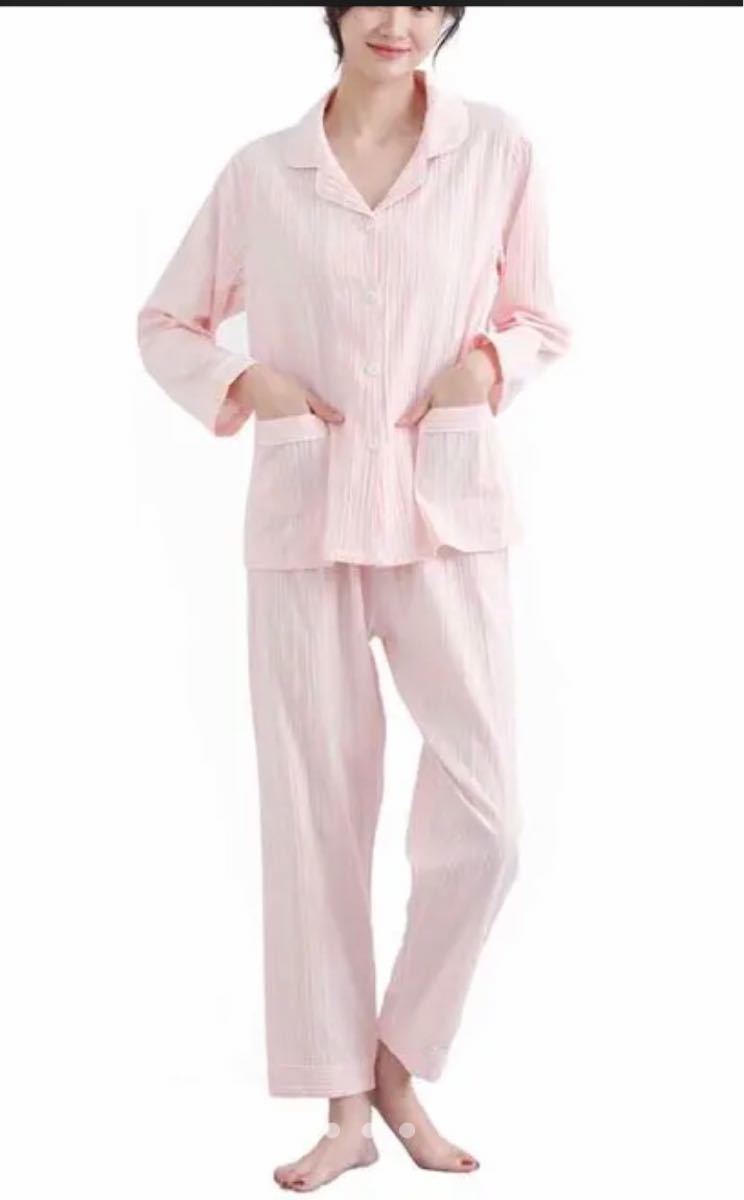 パジャマ 100％綿 レディース 薄手 2点セット 無地 寝巻き 可愛い  XL