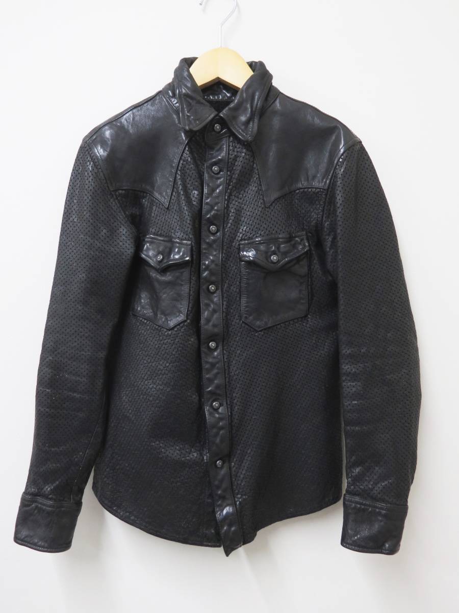 ISAMU KATAYAMA BACKLASH イサムカタヤマバックラッシュ 1499-01 ジャパンステアーパンチング製品染め レザーシャツ 金庫通販 ISAMUKATAYAMA BACKLASH パンチングレザーシャツ レザージャケット