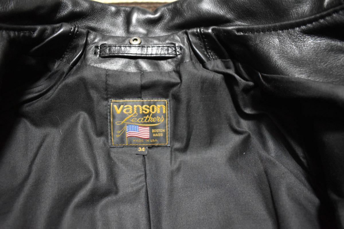 VANSON バンソン シングルライダース ジャケット ENF カウハイド 牛革 34 USA製