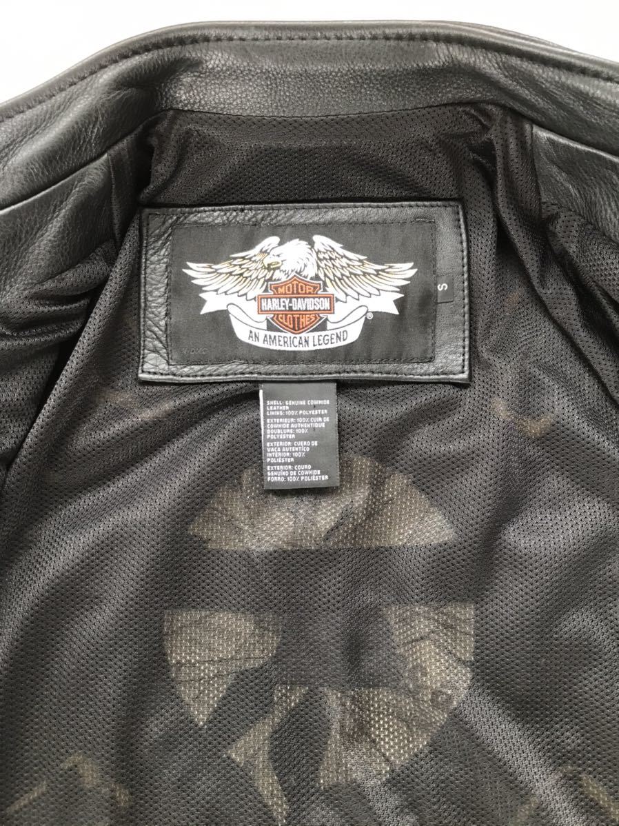 Harley-Davidson ハーレーダビッドソン レザージャケット サイズS(日本サイズでLL位) 極美品 エンボス刺繍 重厚_画像8