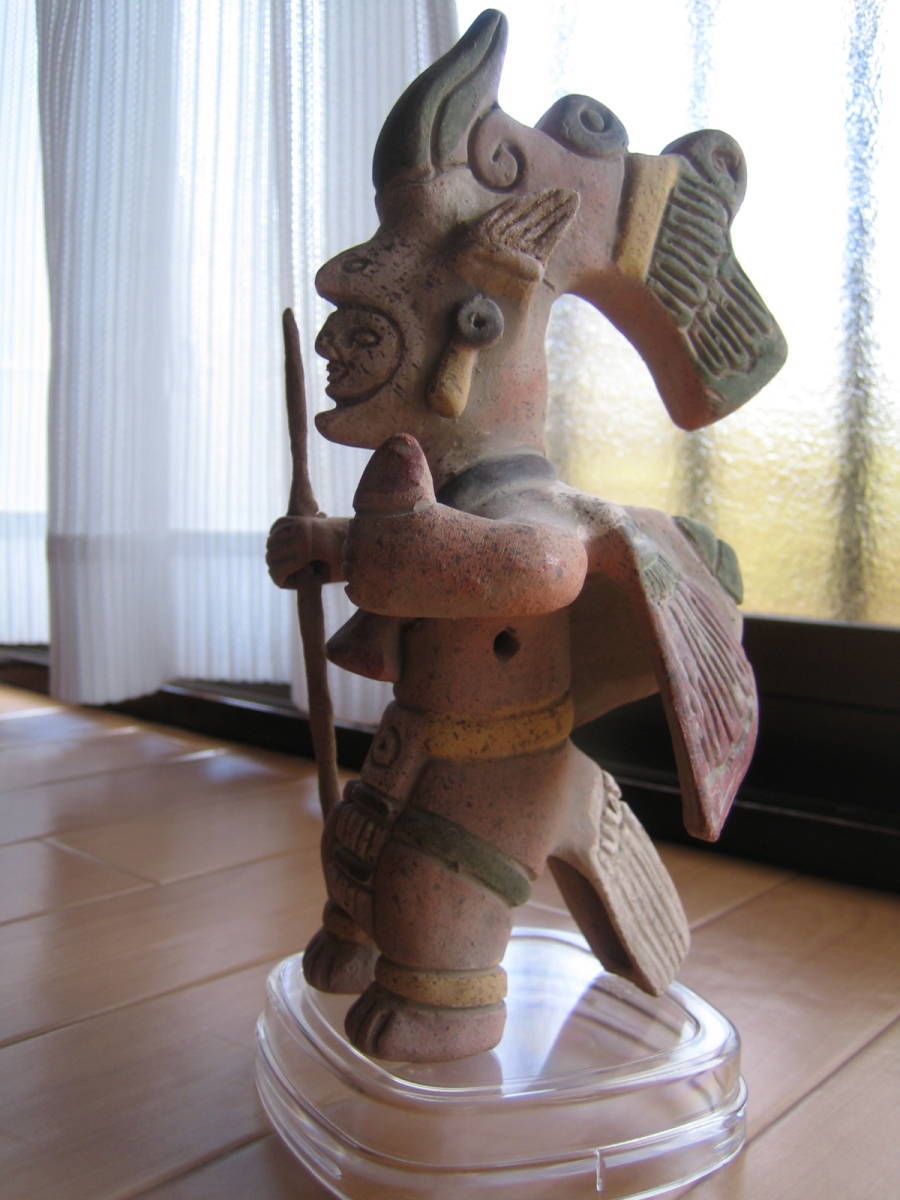 古代マヤ文明「マヤ神官像」彩色赤土胎彩文土偶・プレインカ・古代美術品