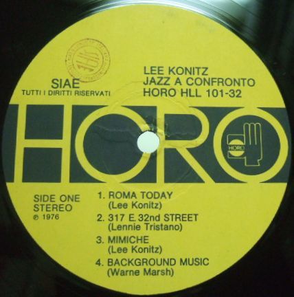 ３枚で送料無料【伊Horo】Lee Konitz/Jazz A Confronto (Peter Ind, Al Levitt, etc)_画像2