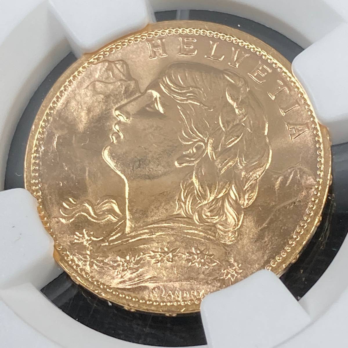 高鑑定☆ブレネリ】1915年 スイス アルプスの少女 20フラン 金貨 NGC