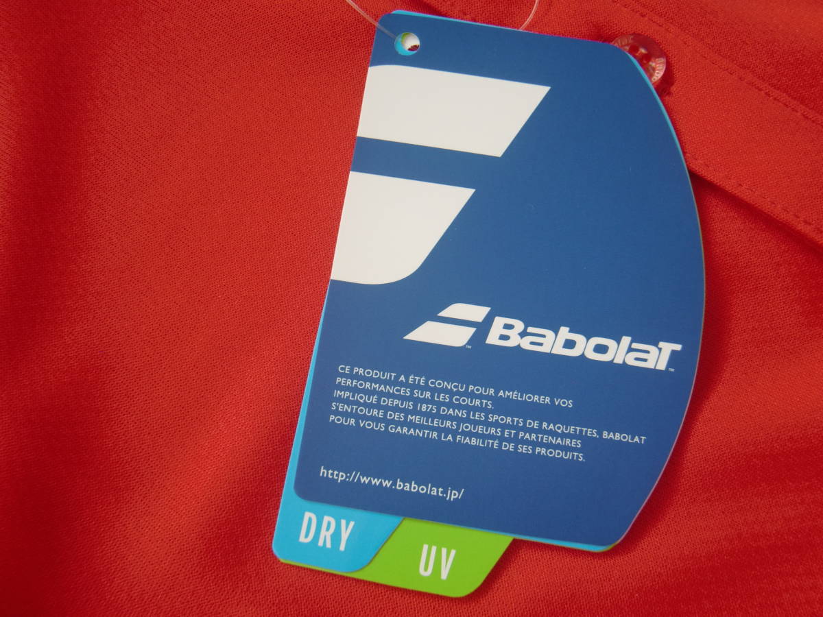 3010124　新品　Babolat　バボラ　シンプル　ゲームシャツ　赤　O　￥7590　DRY　UV_画像3