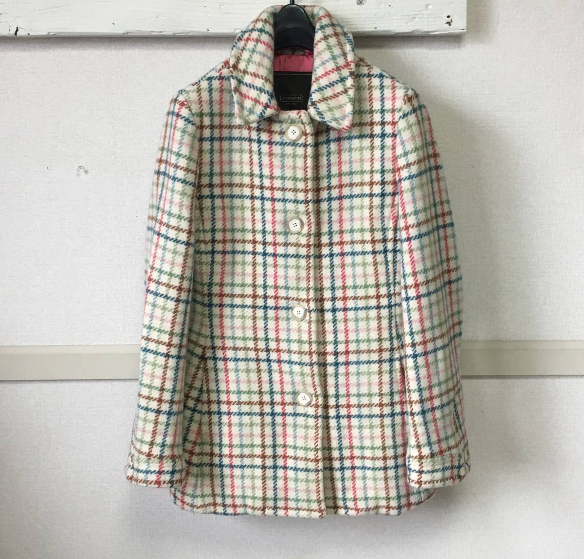 ☆決算特価商品☆ コーチ coach ウールコート wool coat XS 黒 革