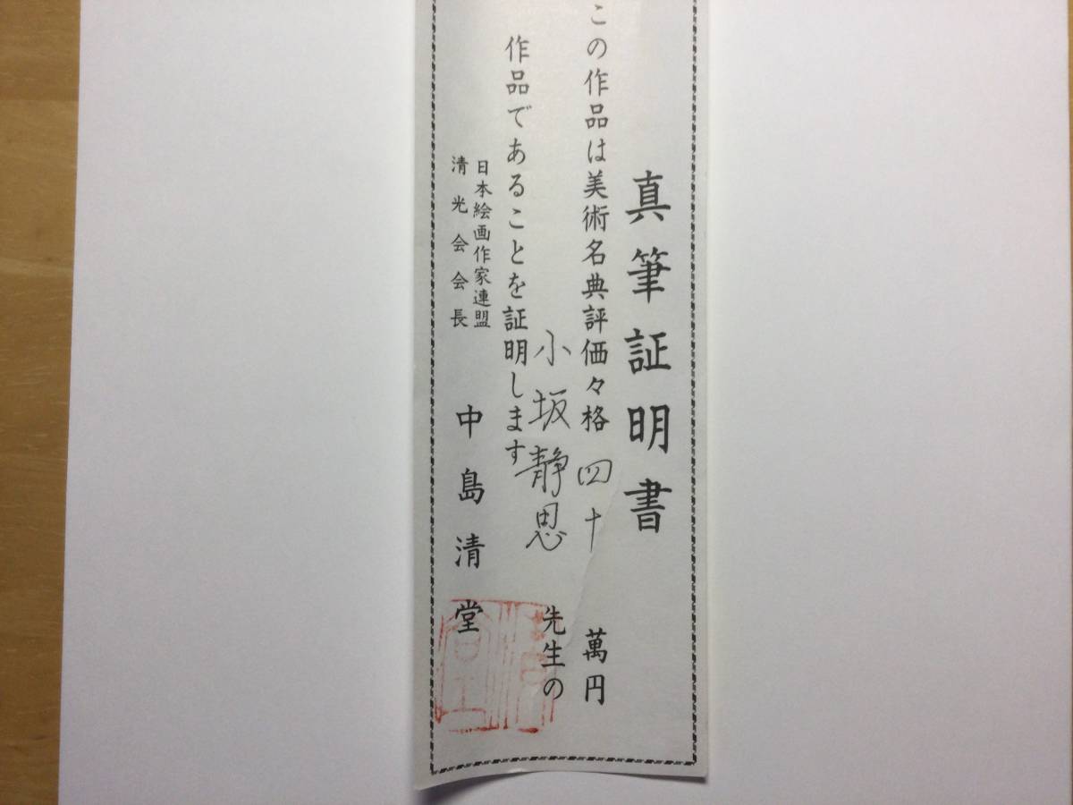 小坂静思 筆 彩色山水画 美術名典評価《40万》【真筆証明書、極めて箱