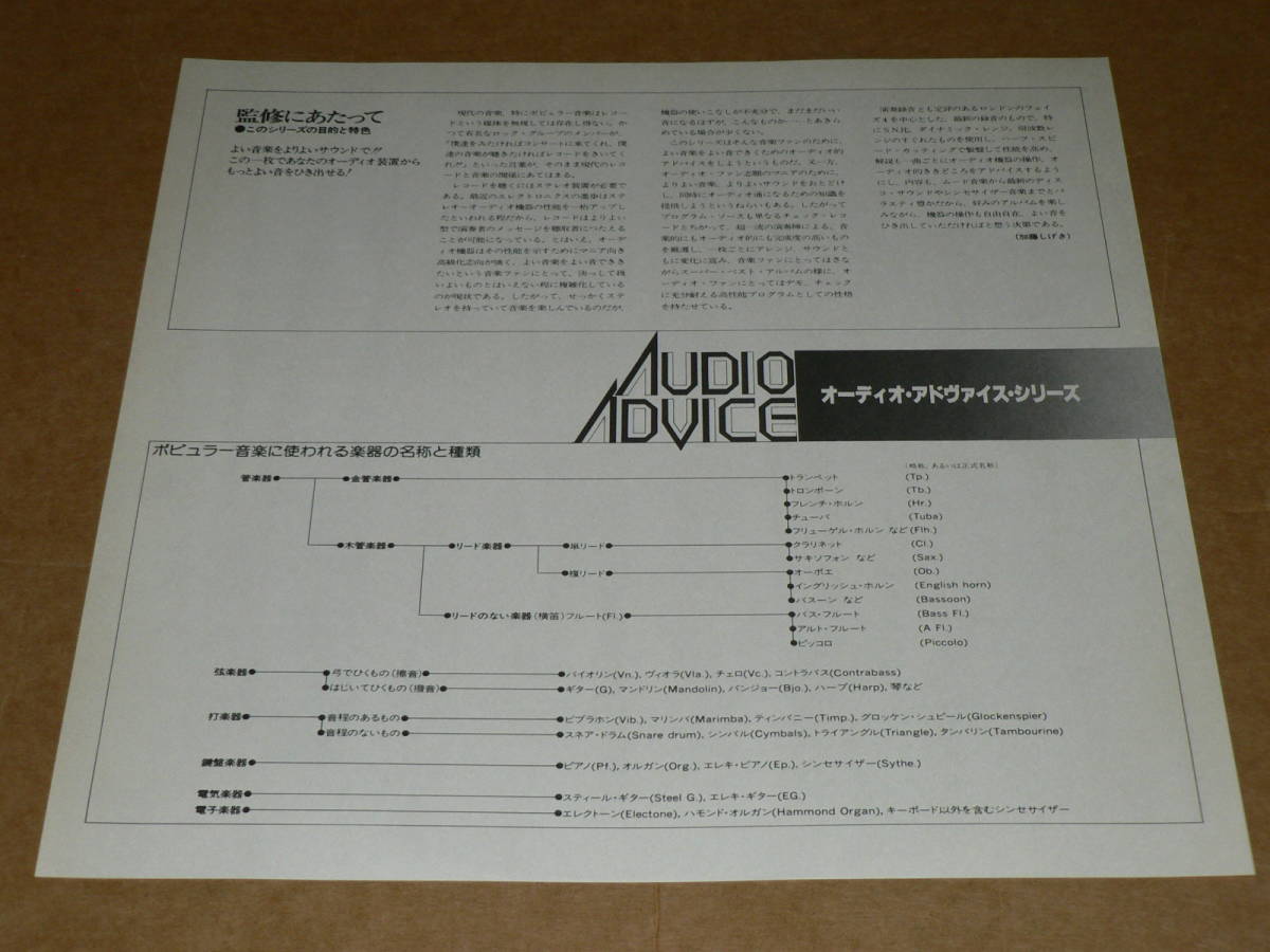 LP（オーディオチェック・高音質PHASE4盤）／オーディオ・アドヴァイス「ピアノ・サウンド」演奏：ロニー・アルドリッチ／帯なし、極美盤_付属資料