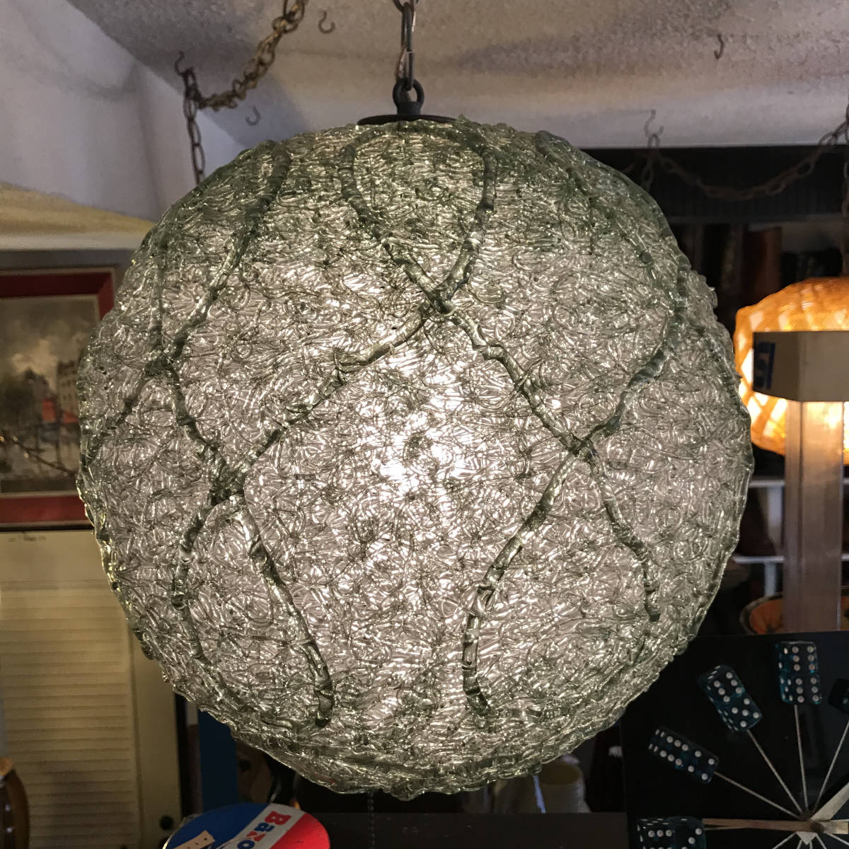 本格派ま! 希少品 50'sアメリカアンティーク 緑色スパゲティーランプ