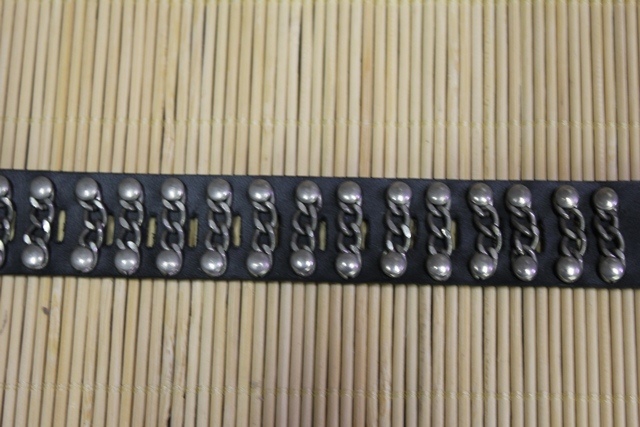  cow leather bracele studs chain bangle black [7]