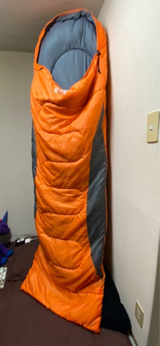 寝袋 オールシーズン -7℃ シュラフ 封筒型 釣り 登山 防災 車中泊 夜勤 キャンプ アウトドア ソロキャンプ オレンジ
