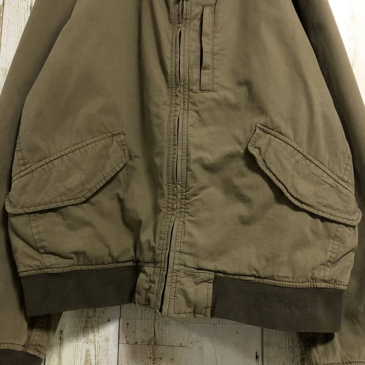 【オススメ】GAP ギャップ MA-1 コットン フライトジャケット ブルゾン ベージュ M 古着