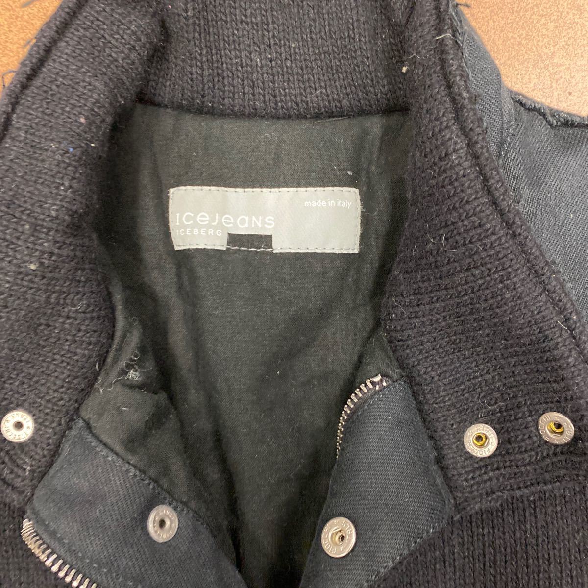 超美品　ice jeans ウールジャケット　サイズ50 made in Italy ブラックデザイナージャケット　暖か　厚手_画像2