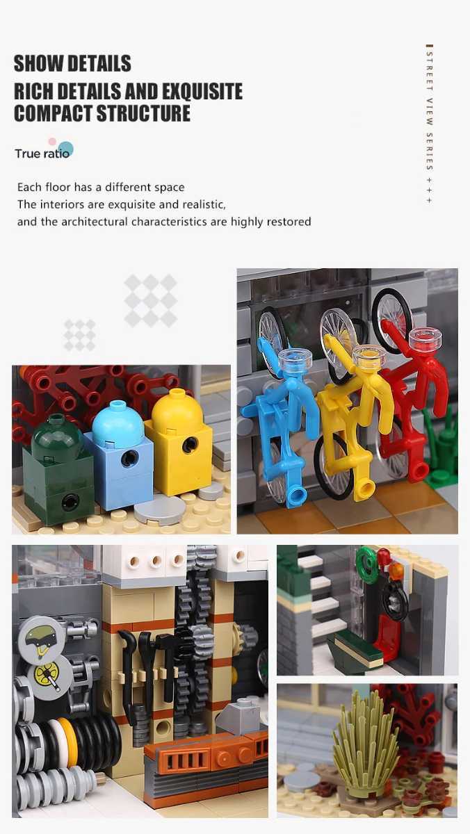 最安値[新作] LEGO互換 LEGO風 クリエイター バイクショップ 自転車屋さん 3668ピース_画像4